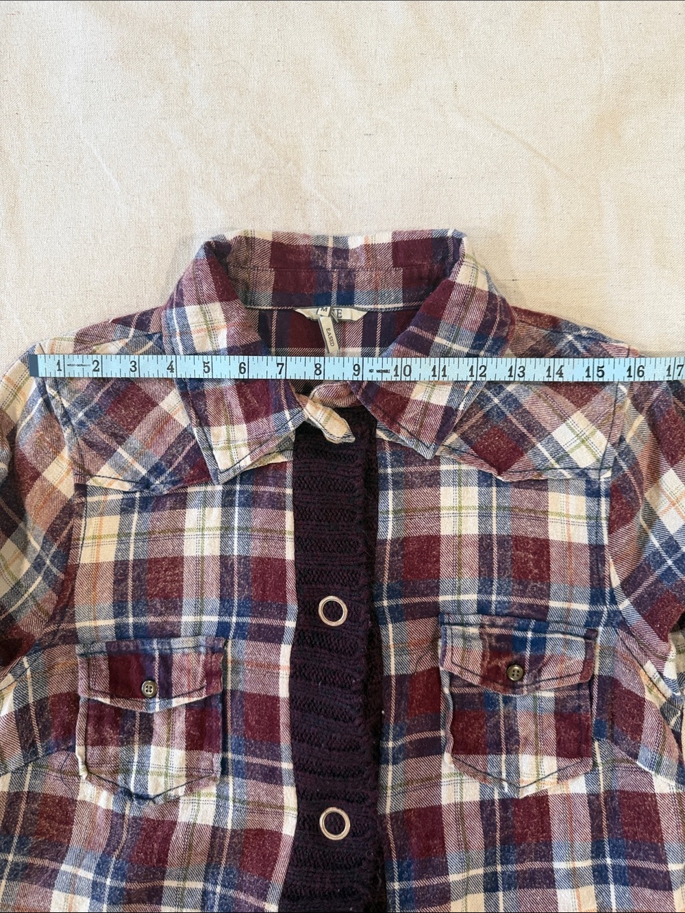 BKE Burgundy, Navy and Cream Plaid Button-Down Shirt - Picture 10 of 10